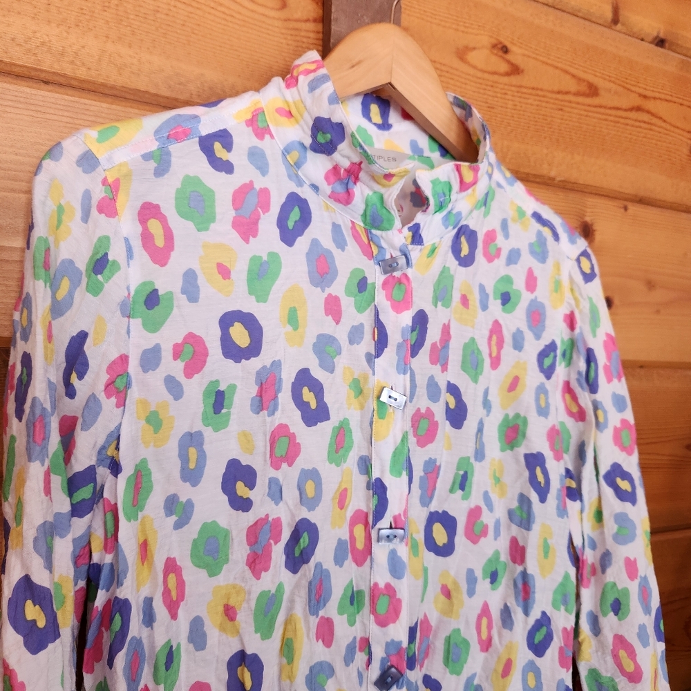 Multiples Floral Multi Abstract Ruffle Button Dow… - image 2